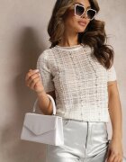 elsa.m by may Bluză Albă Vâscoză Semitransparentă cu Perle și Zirconii Saeventa