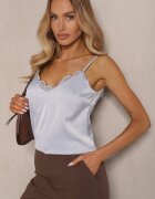 elsa.m by may Bluză Albastră cu Bretele Reglabile Decorată cu Dantelă și Legătură Desionis