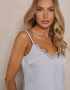 elsa.m by may Bluză Albastră cu Bretele Reglabile Decorată cu Dantelă și Legătură Desionis
