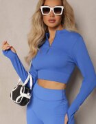 elsa.m by may Bluză Albastră Elastică cu Fermoar și Decupaj la Tiv Denalla