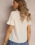 elsa.m by may Bluză Bej din Dantelă Decorată cu Volane și Broderie din Bumbac Jadina