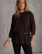 elsa.m by may Bluză bogată în vâscoză croi oversize cu dungă îngustă în talie Valiea Maro