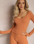 elsa.m by may Bluză Cambrată Portocalie Reiată Croită Scurtă Elowenia