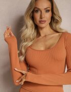 elsa.m by may Bluză Cambrată Portocalie Reiată Croită Scurtă Elowenia