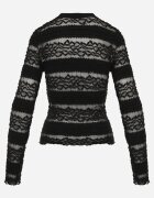 elsa.m by may Bluză cu benzi transparente decorată cu dantelă Gardis Neagră