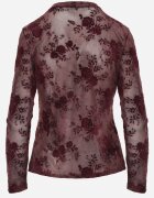 elsa.m by may Bluză din plasă cu bumbac decorată cu flori din velur Agistrana Bordo