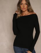 elsa.m by may Bluză din viscoză cu mânecă lungă cu decolteu tip barcă neagră Zaide