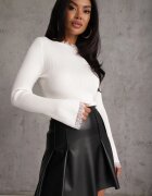 elsa.m by may Bluză din viscoză decorată cu dantelă la decolteu și mâneci Hlisare Albă