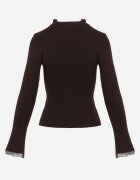 elsa.m by may Bluză din viscoză decorată cu dantelă la decolteu și mâneci Hlisare Maro