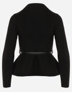 elsa.m by may Bluză elegantă din viscoză cu peplum și guler drept decorată cu o dungă îngustă cu cataramă Susila Neagră