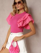 elsa.m by may Bluză Fucsia cu volane și din tricot reiat Faetasia