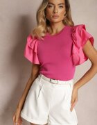 elsa.m by may Bluză Fucsia cu volane și din tricot reiat Faetasia