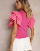 elsa.m by may Bluză Fucsia cu volane și din tricot reiat Faetasia