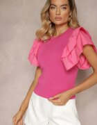 elsa.m by may Bluză Fucsia cu volane și din tricot reiat Faetasia