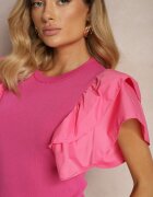 elsa.m by may Bluză Fucsia cu volane și din tricot reiat Faetasia