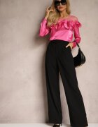 elsa.m by may Bluză fucsia de satin cu plasă și volane Faelira