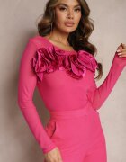 elsa.m by may Bluză Fucsia din plasă cu volan decorativ Anaivia