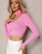 elsa.m by may Bluză Fucsia Reiată Croi scurt Choker cu floare inclus Laindera