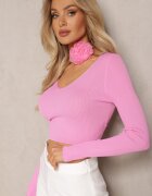 elsa.m by may Bluză Fucsia Reiată Croi scurt Choker cu floare inclus Laindera
