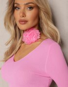 elsa.m by may Bluză Fucsia Reiată Croi scurt Choker cu floare inclus Laindera
