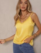 elsa.m by may Bluză Galbenă cu bretele reglabile decorată cu dantelă și legătură Desionis