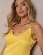 elsa.m by may Bluză Galbenă cu bretele reglabile decorată cu dantelă și legătură Desionis