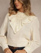 elsa.m by may Bluză Galbenă din Bumbac Decorată cu Broderie Ajurată și Volane Nevole