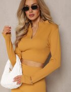 elsa.m by may Bluză Galbenă Elastică cu fermoar cu decupaj la tiv Denalla