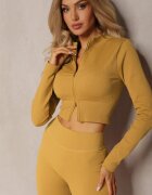 elsa.m by may Bluză Galbenă Rebrată Scurtă Cu două fermoare Aloue