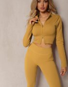 elsa.m by may Bluză Galbenă Rebrată Scurtă Cu două fermoare Aloue
