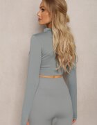 elsa.m by may Bluză Gri Elastică cu Fermoar cu Decupaj la Tiv Denalla