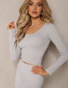elsa.m by may Bluză Gri Mulată Reiată Croială Scurtă Elowenia