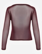 elsa.m by may Bluză încrețită Bordeaux din plasă decorată cu aplicație în formă de trandafir Olirisa