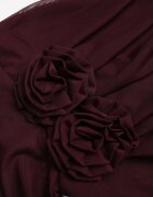 elsa.m by may Bluză încrețită Bordeaux din plasă decorată cu aplicație în formă de trandafir Olirisa