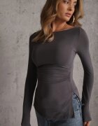 elsa.m by may Bluză Încrețită Gri închis cu Viscoză Fizzasa