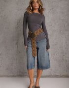 elsa.m by may Bluză Încrețită Gri închis cu Viscoză Fizzasa
