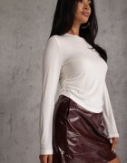 elsa.m by may Bluză Longsleeve cu fronseu din țesătură semi-transparentă din lyocell Kiava Albă