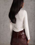 elsa.m by may Bluză Longsleeve cu fronseu din țesătură semi-transparentă din lyocell Kiava Albă