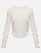 elsa.m by may Bluză Longsleeve cu fronseu din țesătură semi-transparentă din lyocell Kiava Albă