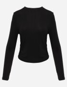 elsa.m by may Bluză Longsleeve cu fronseu din țesătură semi-transparentă din lyocell Kiava Neagră