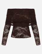 elsa.m by may Bluză longsleeve din dantelă cu decolteu răsucit și umeri goi Amarie Maro