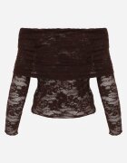 elsa.m by may Bluză longsleeve din dantelă cu decolteu răsucit și umeri goi Amarie Maro