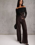 elsa.m by may Bluză longsleeve din dantelă cu decolteu răsucit și umeri goi Amarie Neagră