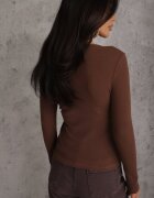 elsa.m by may Bluză Maro Din bumbac Cu mânecă lungă Rebrată Cu nasturi Amandria