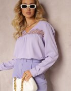 elsa.m by may Bluză Mov cu Broderie și Mânecă Lungă Khodi
