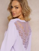 elsa.m by may Bluză Mov cu Broderie și Mânecă Lungă Khodi
