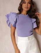 elsa.m by may Bluză Mov cu Volane și din Tricot Reiat Faetasia