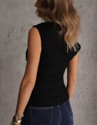 elsa.m by may Bluză Neagră Asimetrică din Dantelă pe Un Umăr Olitheilise