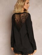 elsa.m by may Bluză Neagră cu Broderie și Mâneci Lungi Khodi