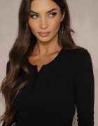elsa.m by may Bluză Neagră din Bumbac din Material reiat Decorată cu Nasturi Ivelwiwi